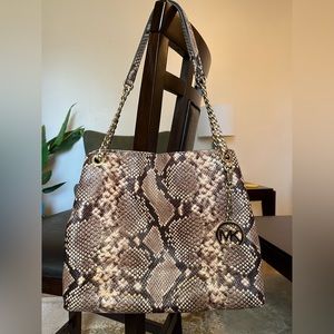 Michael Kors Snake Print Chain Shoulder Handbag